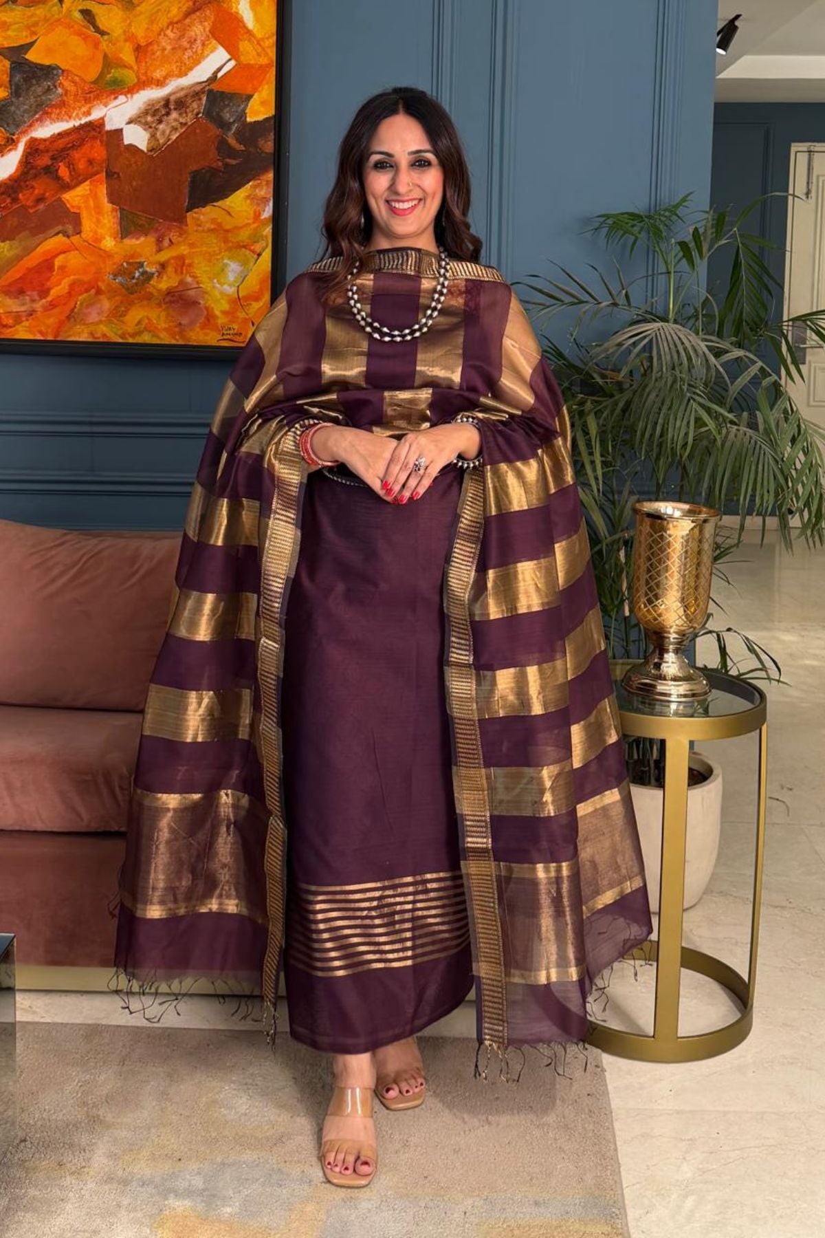 Maheshwari silk kurta dupatta set